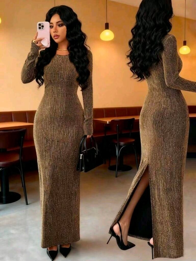 لباس بلند مجلسی تزیین شده